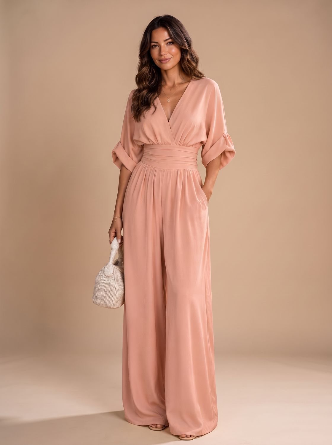 Emma | Women's Retro V-Neck Wide-Leg Jumpsuit