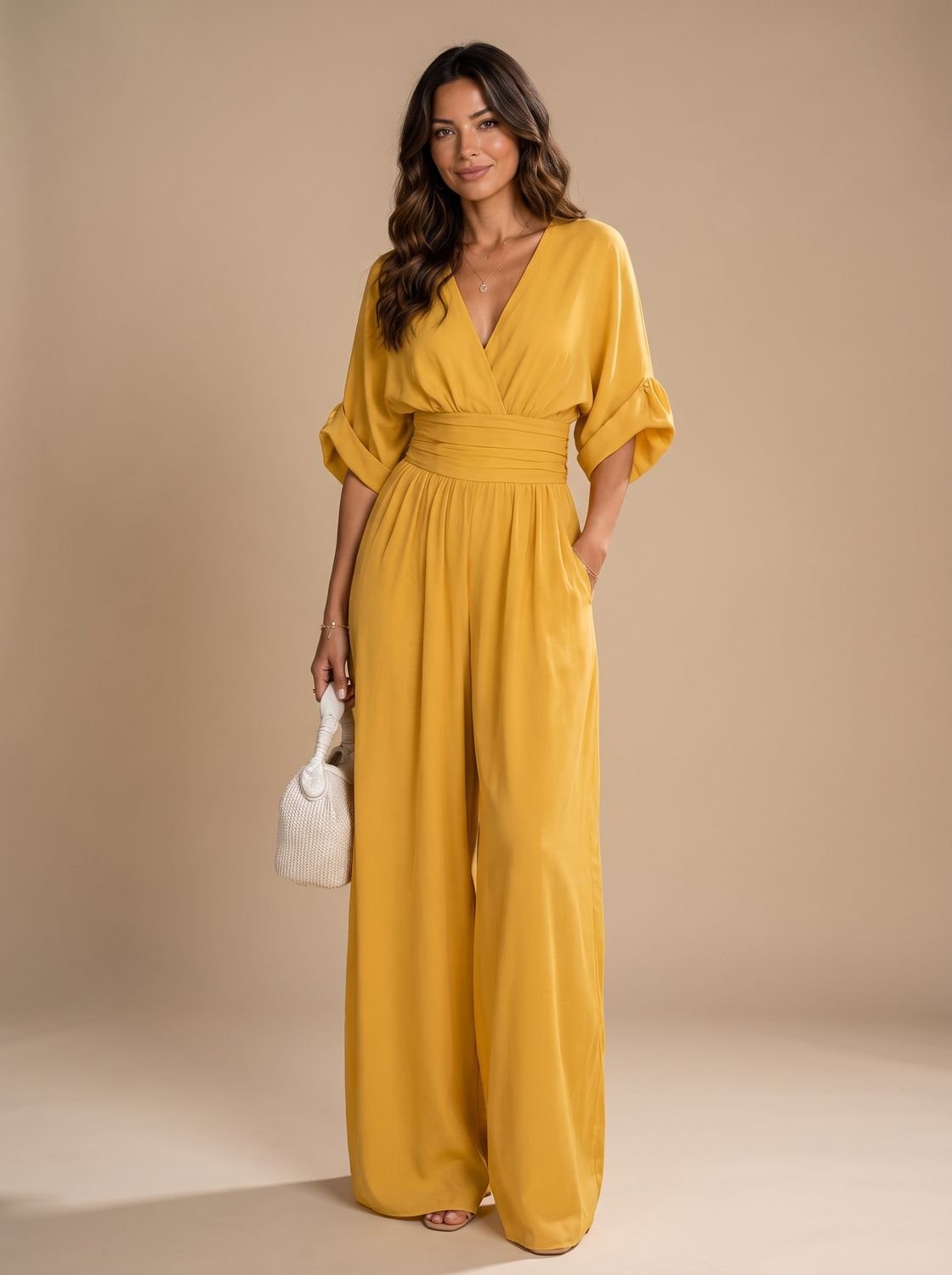 Emma | Women's Retro V-Neck Wide-Leg Jumpsuit