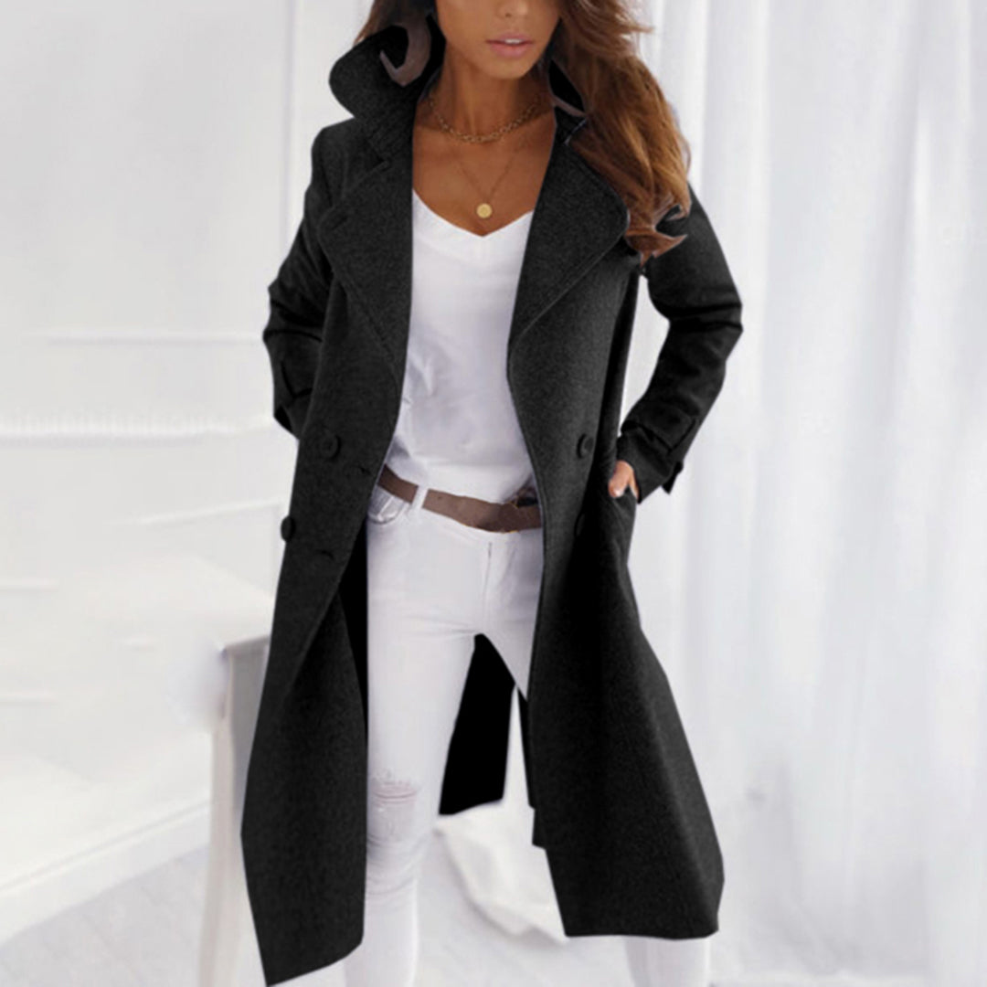 Esther | Women's Long Coat with Hood and Buttons
