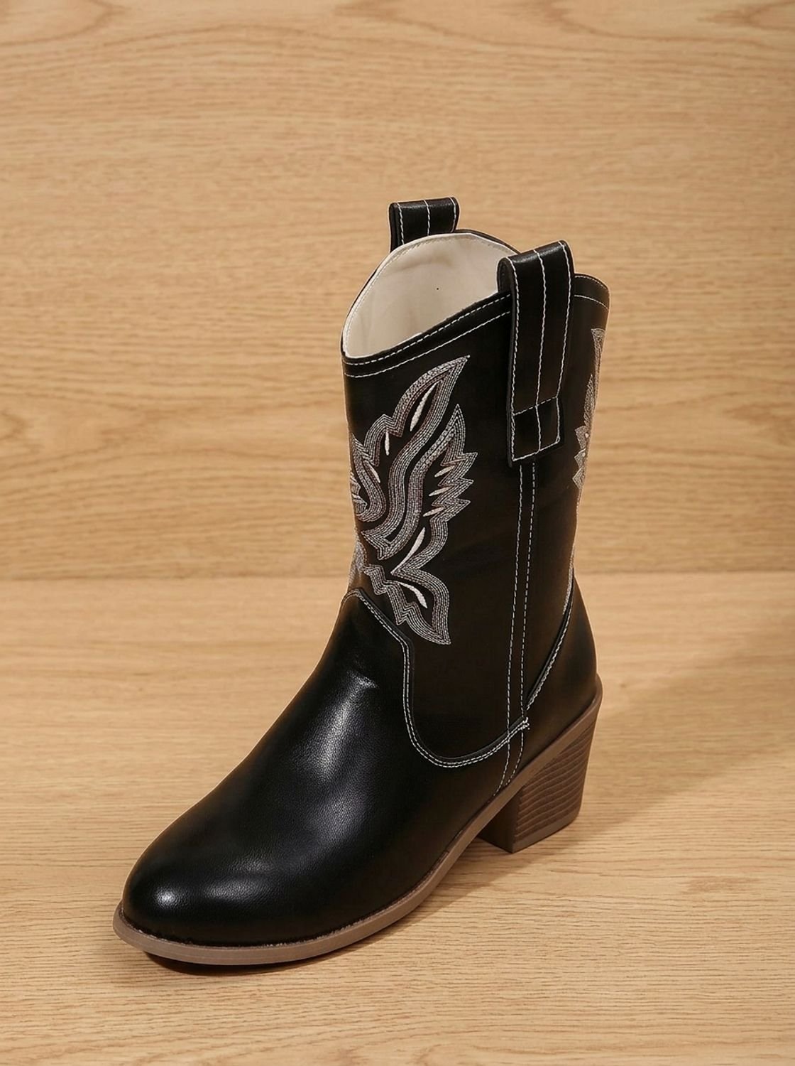 Evelyn | Women's Embroidered Western Cowboy Mid-Calf Block Heel Boots