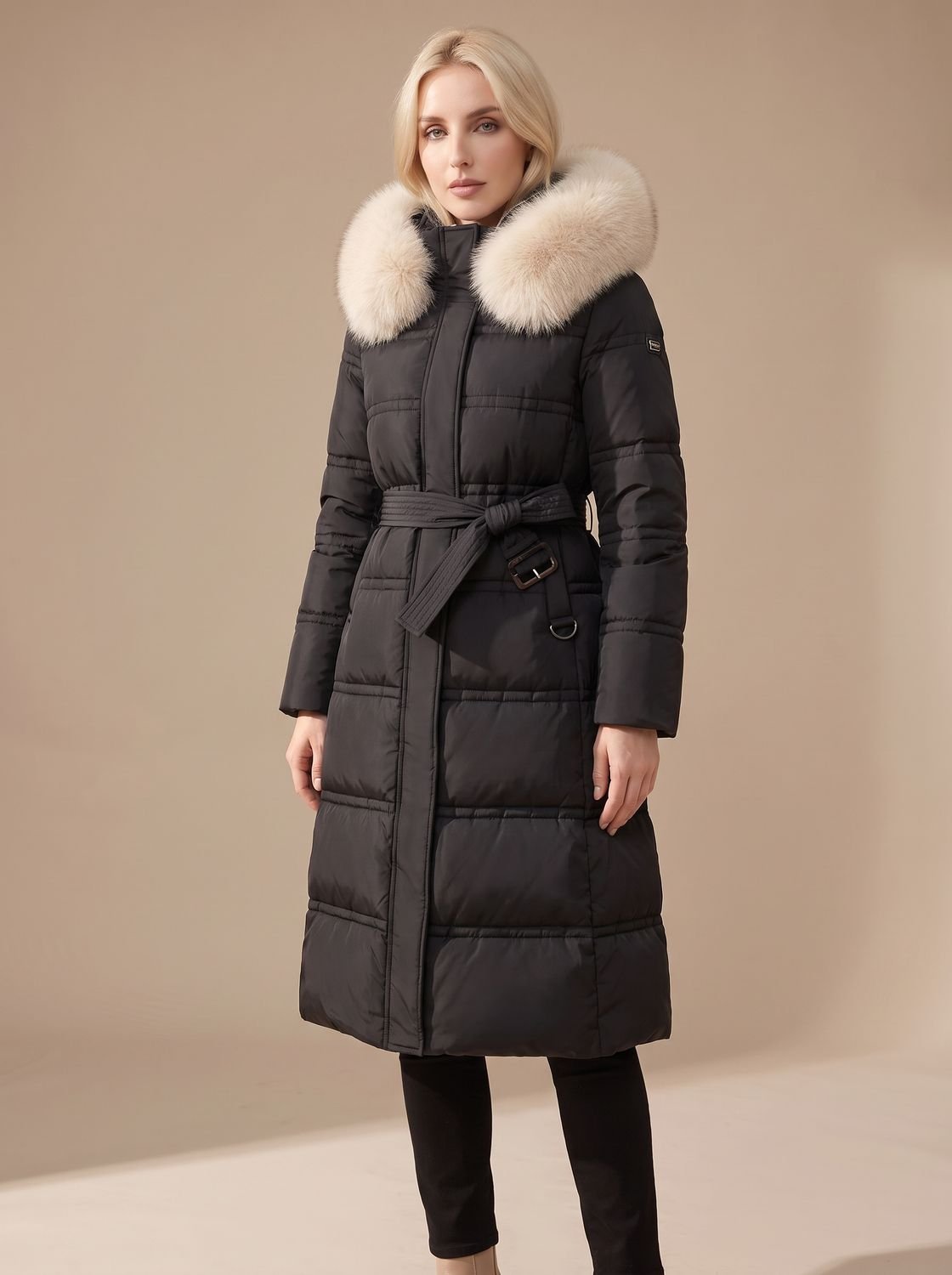 Evelyn | Women's Luxury Long Puffer Parka Fur-Hood Winter Coat