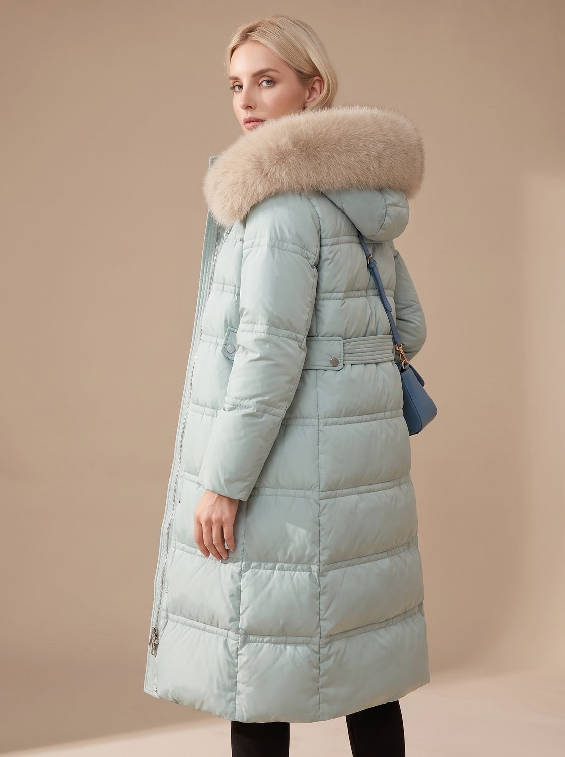 Evelyn | Women's Luxury Long Puffer Parka Fur-Hood Winter Coat