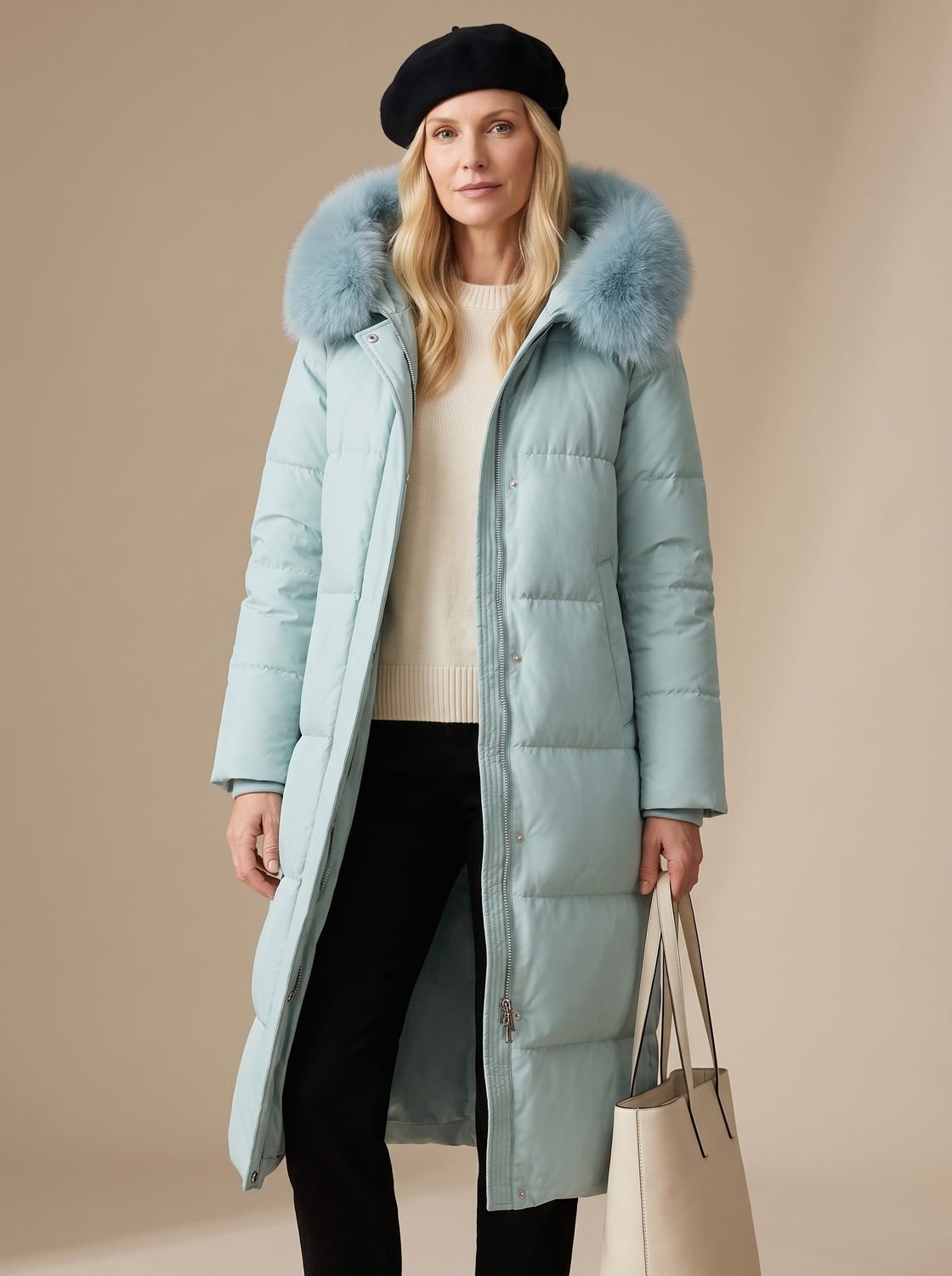 Evelyn | Women's Luxury Long Puffer Parka Fur-Hood Winter Coat