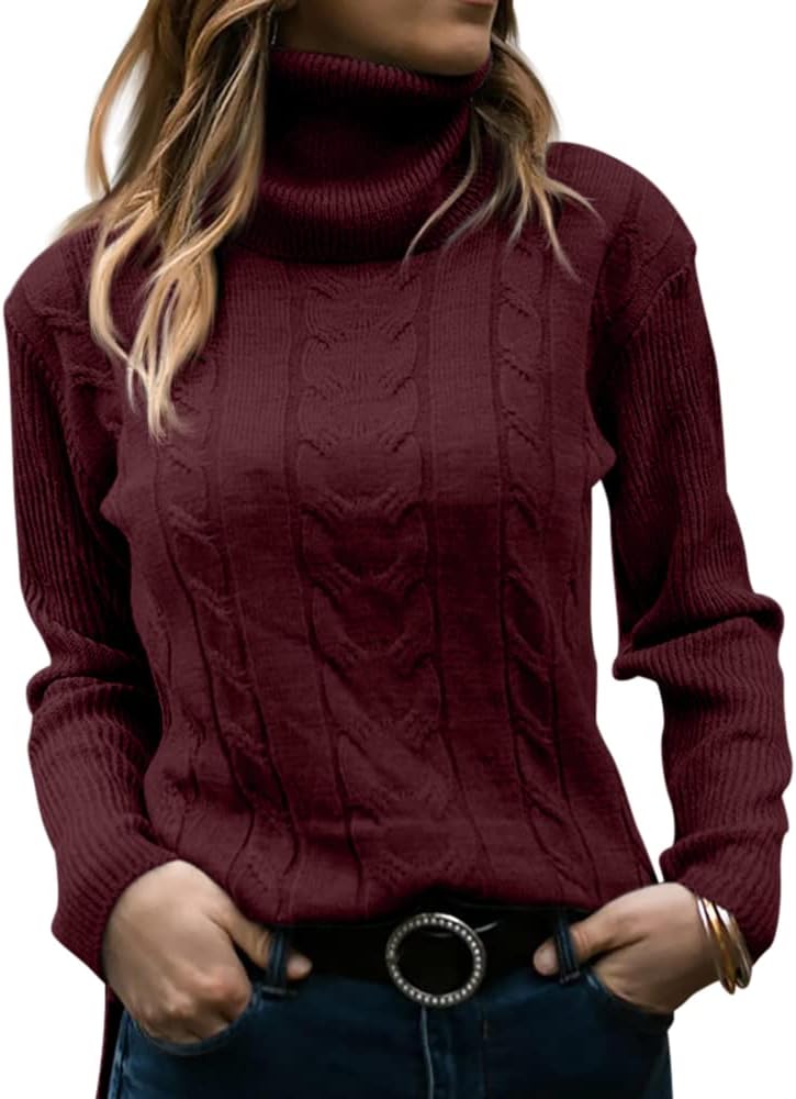 Evelyn | Women's Sweater with Turtleneck and Cable Knit