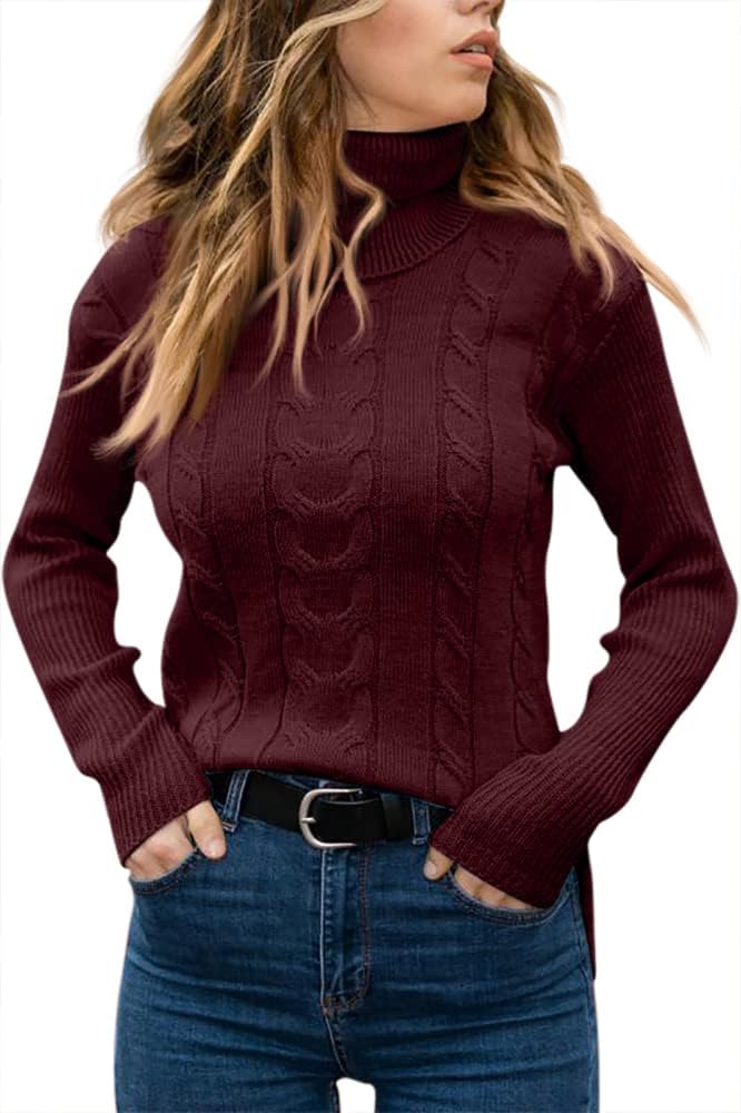 Evelyn | Women's Sweater with Turtleneck and Cable Knit