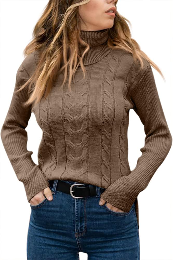 Evelyn | Women's Sweater with Turtleneck and Cable Knit