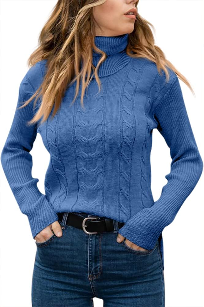Evelyn | Women's Sweater with Turtleneck and Cable Knit