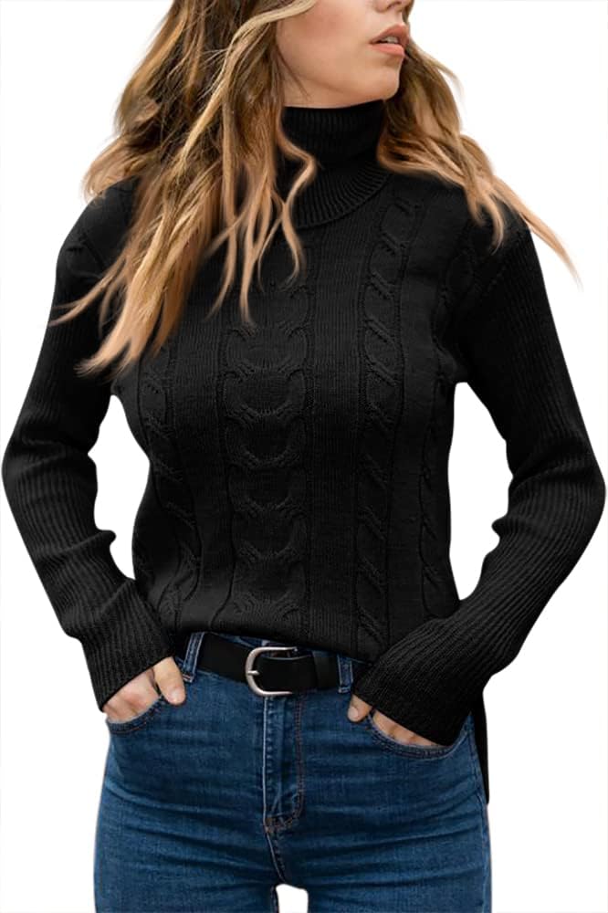 Evelyn | Women's Sweater with Turtleneck and Cable Knit