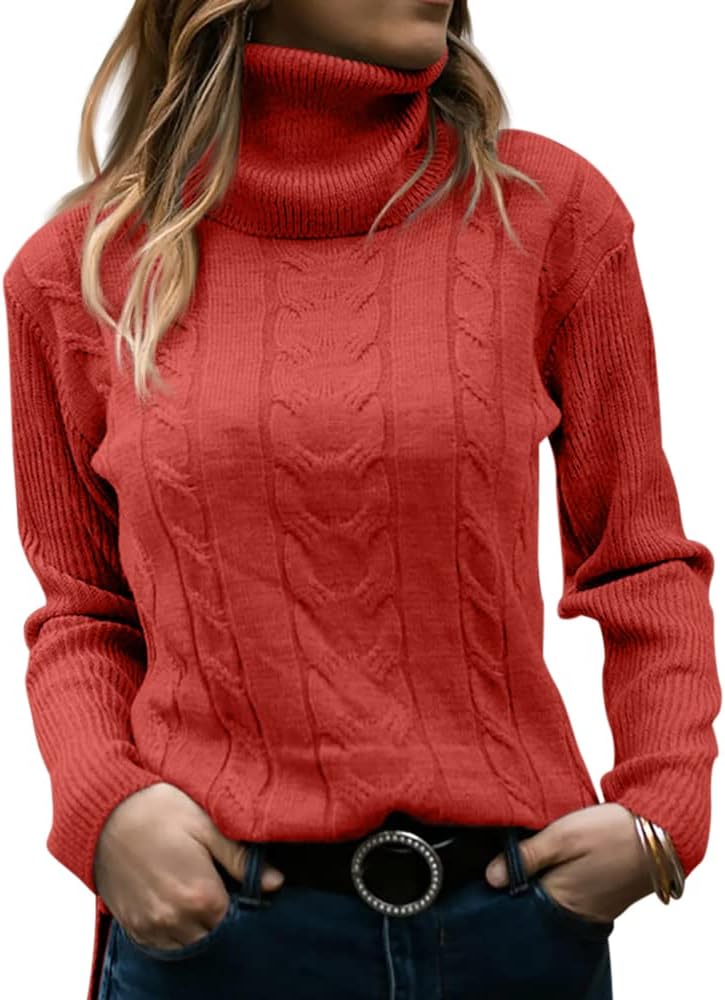 Evelyn | Women's Sweater with Turtleneck and Cable Knit