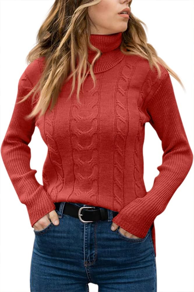 Evelyn | Women's Sweater with Turtleneck and Cable Knit
