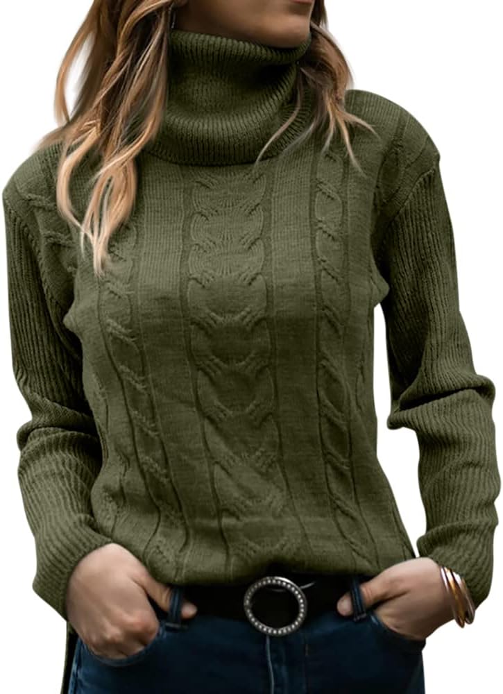 Evelyn | Women's Sweater with Turtleneck and Cable Knit