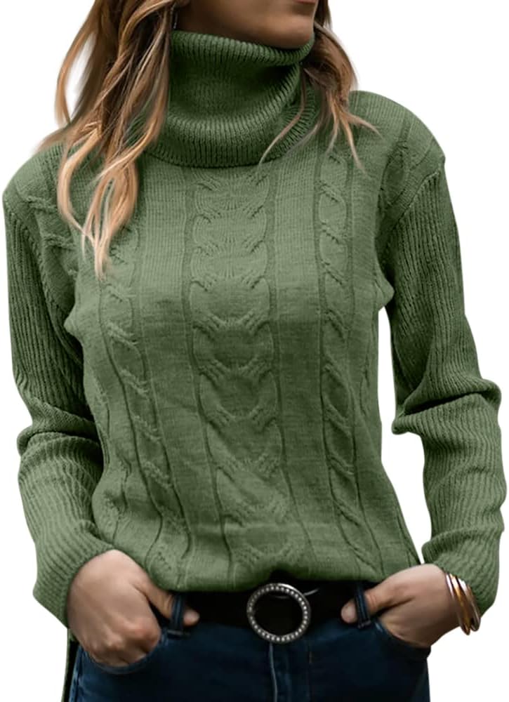 Evelyn | Women's Sweater with Turtleneck and Cable Knit