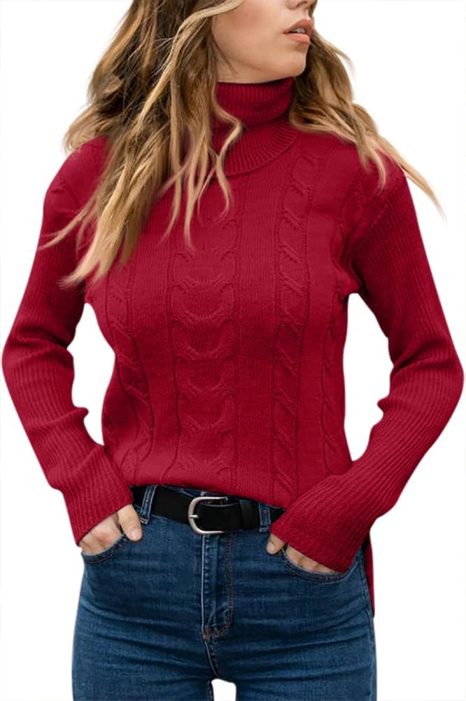 Evelyn | Women's Sweater with Turtleneck and Cable Knit