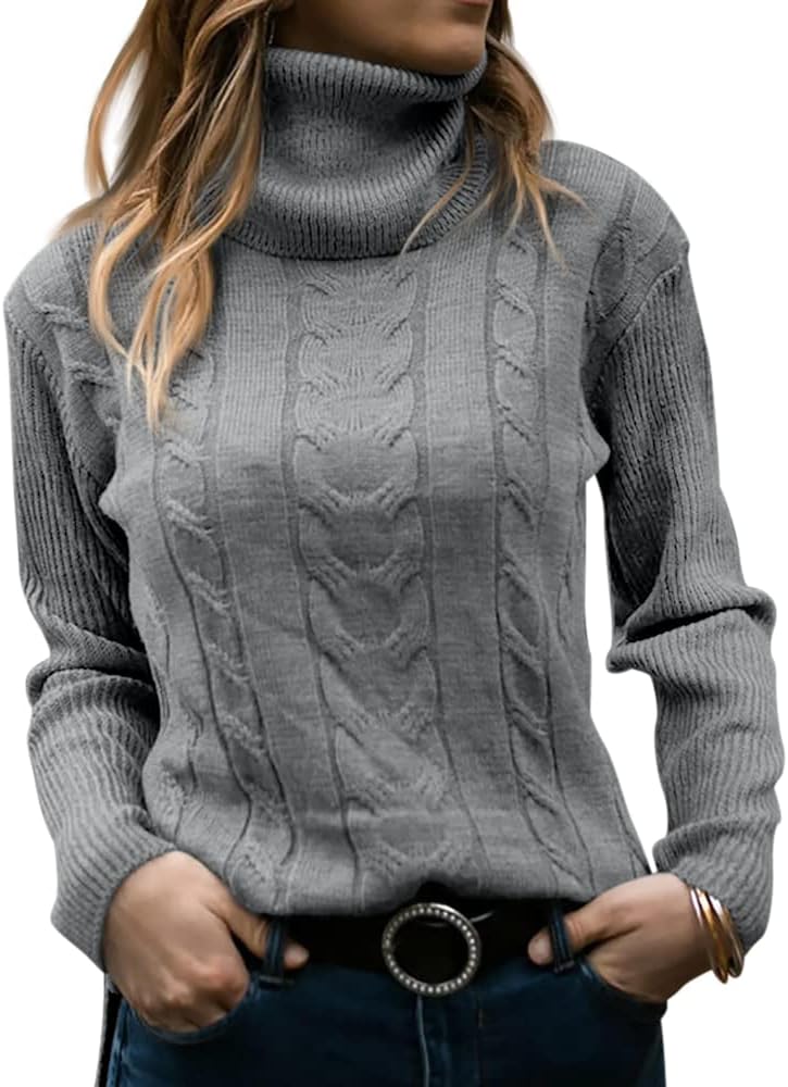 Evelyn | Women's Sweater with Turtleneck and Cable Knit