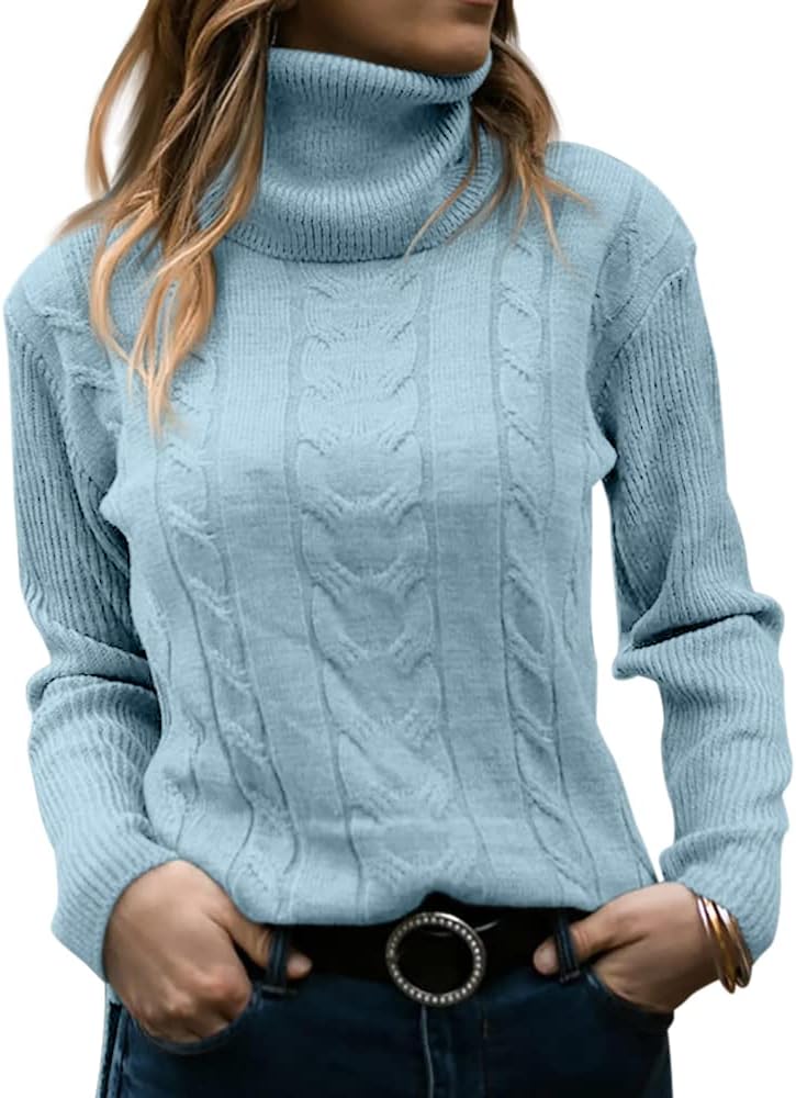Evelyn | Women's Sweater with Turtleneck and Cable Knit