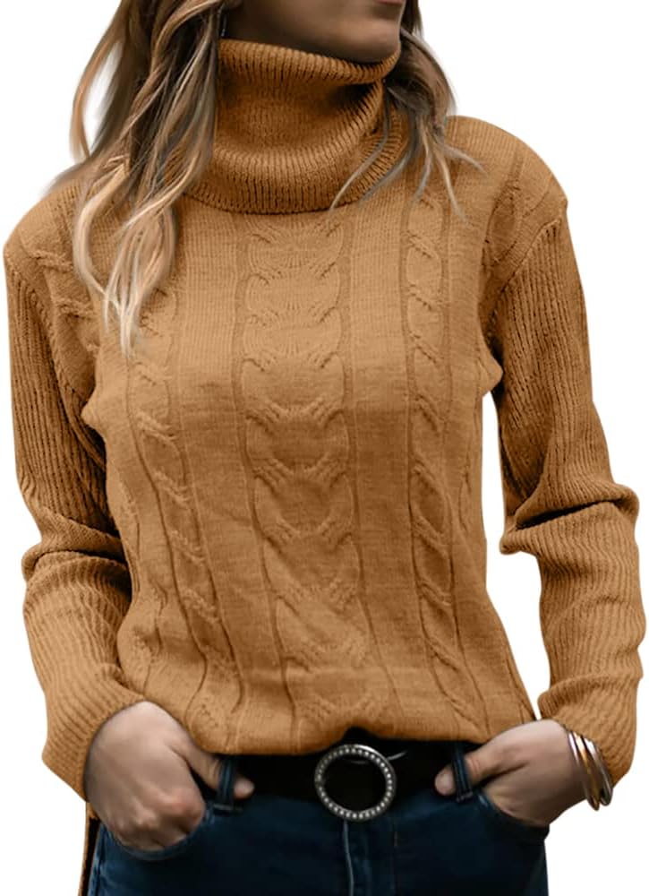 Evelyn | Women's Sweater with Turtleneck and Cable Knit