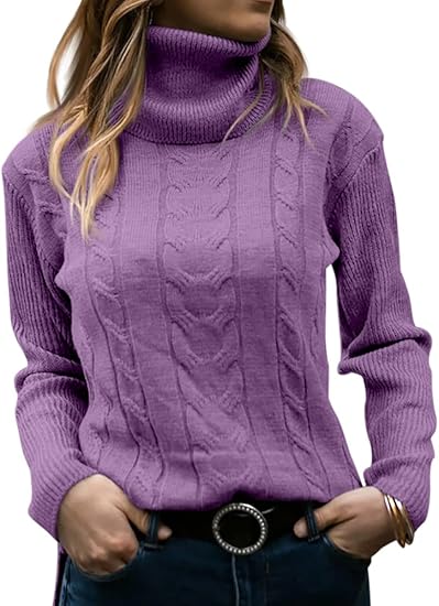 Evelyn | Women's Sweater with Turtleneck and Cable Knit
