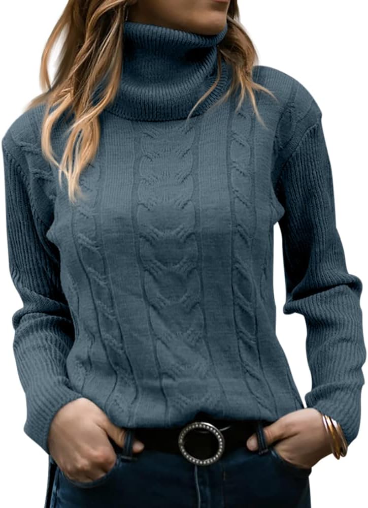 Evelyn | Women's Sweater with Turtleneck and Cable Knit