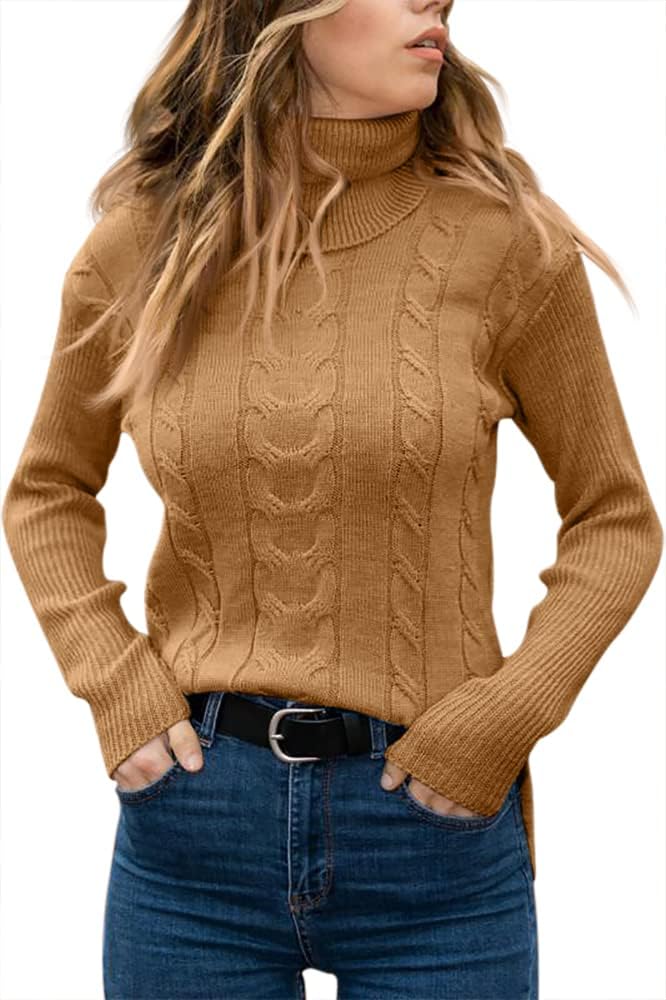Evelyn | Women's Sweater with Turtleneck and Cable Knit