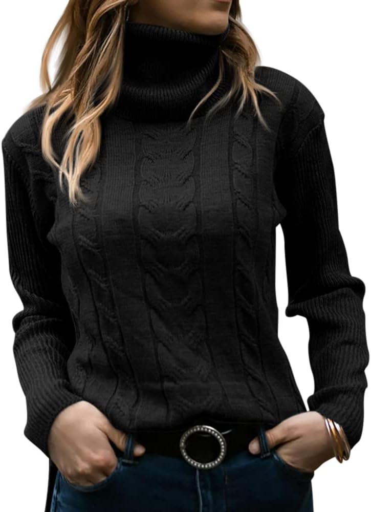 Evelyn | Women's Sweater with Turtleneck and Cable Knit