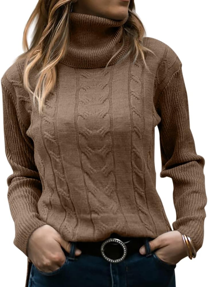 Evelyn | Women's Sweater with Turtleneck and Cable Knit
