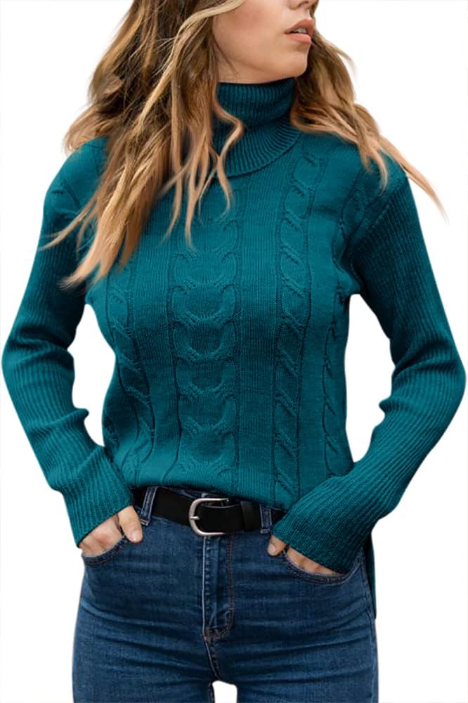 Evelyn | Women's Sweater with Turtleneck and Cable Knit