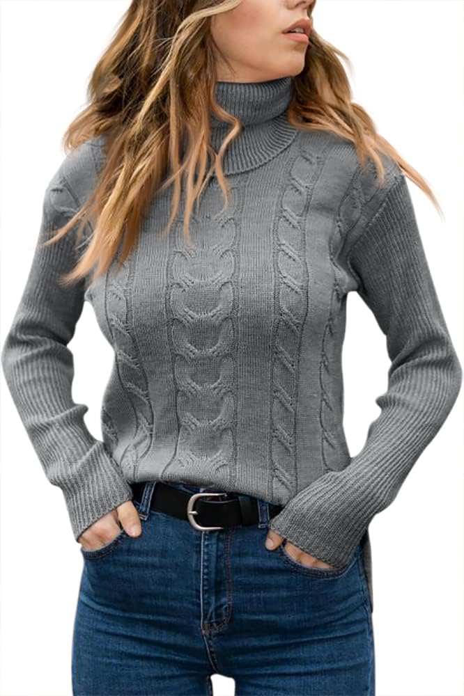 Evelyn | Women's Sweater with Turtleneck and Cable Knit