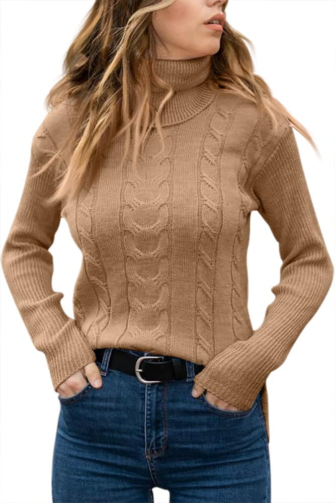 Evelyn | Women's Sweater with Turtleneck and Cable Knit