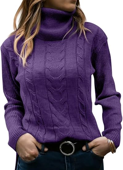 Evelyn | Women's Sweater with Turtleneck and Cable Knit