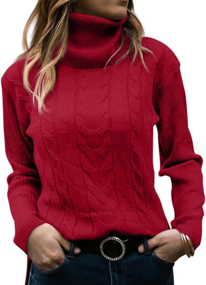 Evelyn | Women's Sweater with Turtleneck and Cable Knit