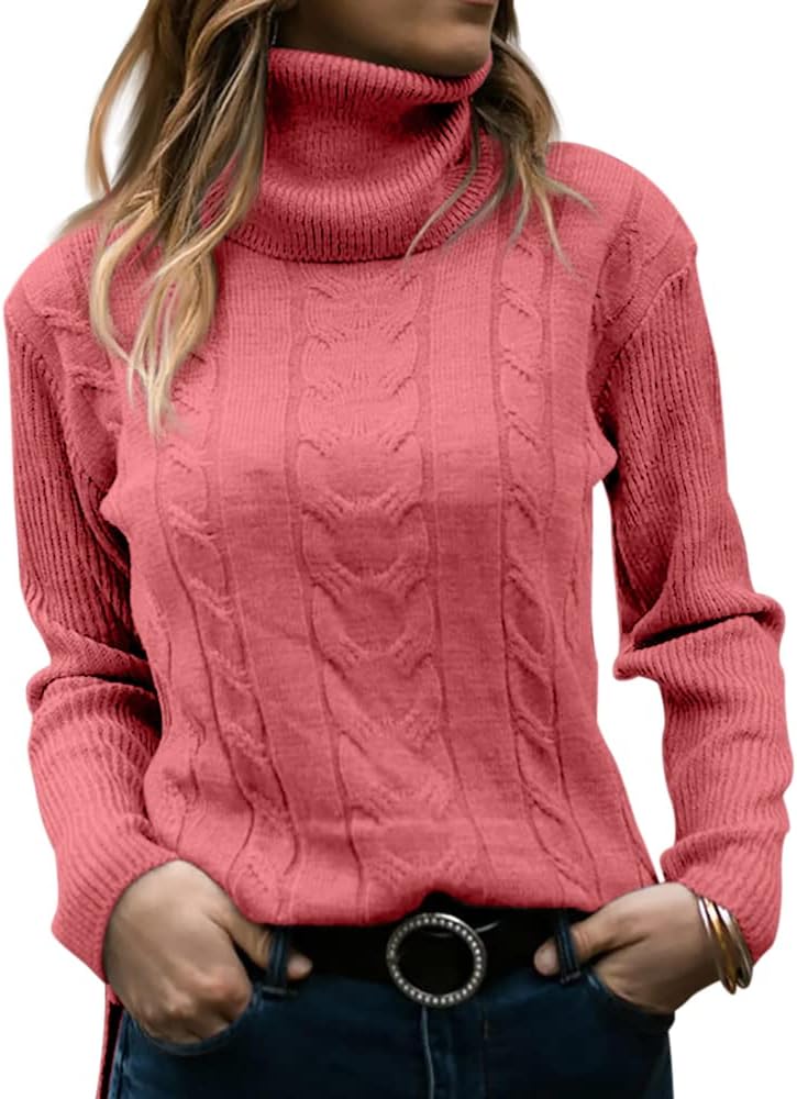 Evelyn | Women's Sweater with Turtleneck and Cable Knit