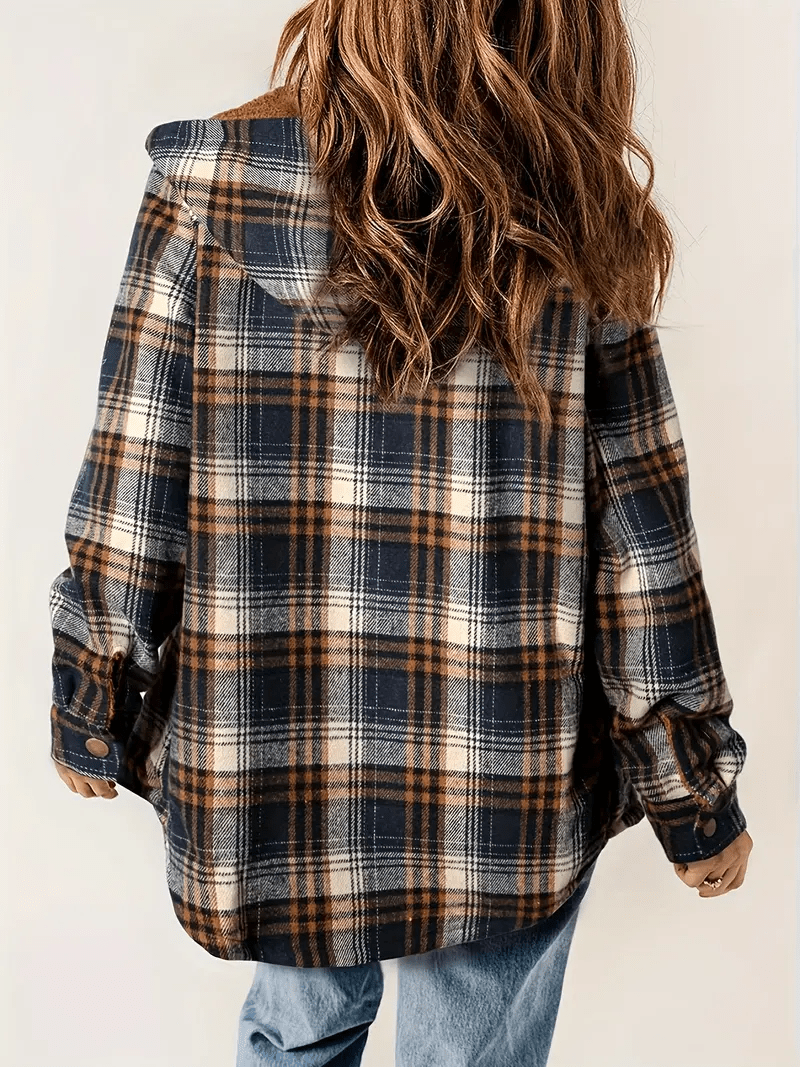Everlee | Women's Plaid Sherpa Collar Button Down Shacket