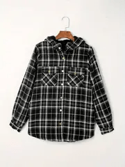 Everlee | Women's Plaid Sherpa Collar Button Down Shacket