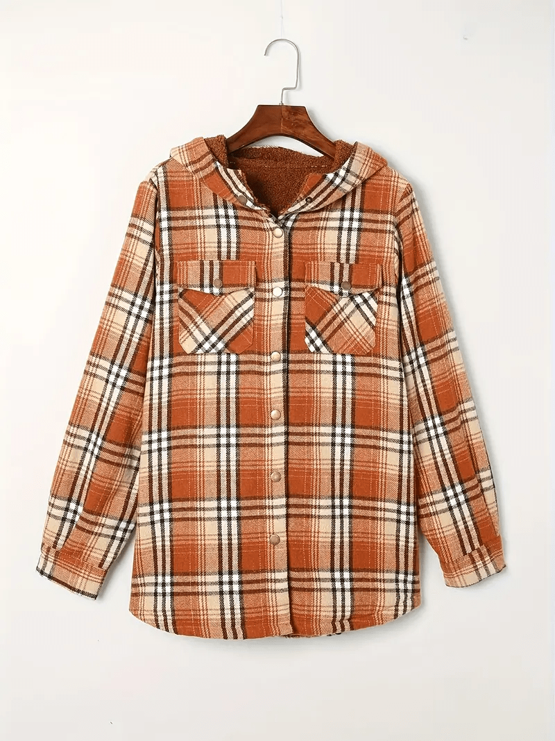 Everlee | Women's Plaid Sherpa Collar Button Down Shacket