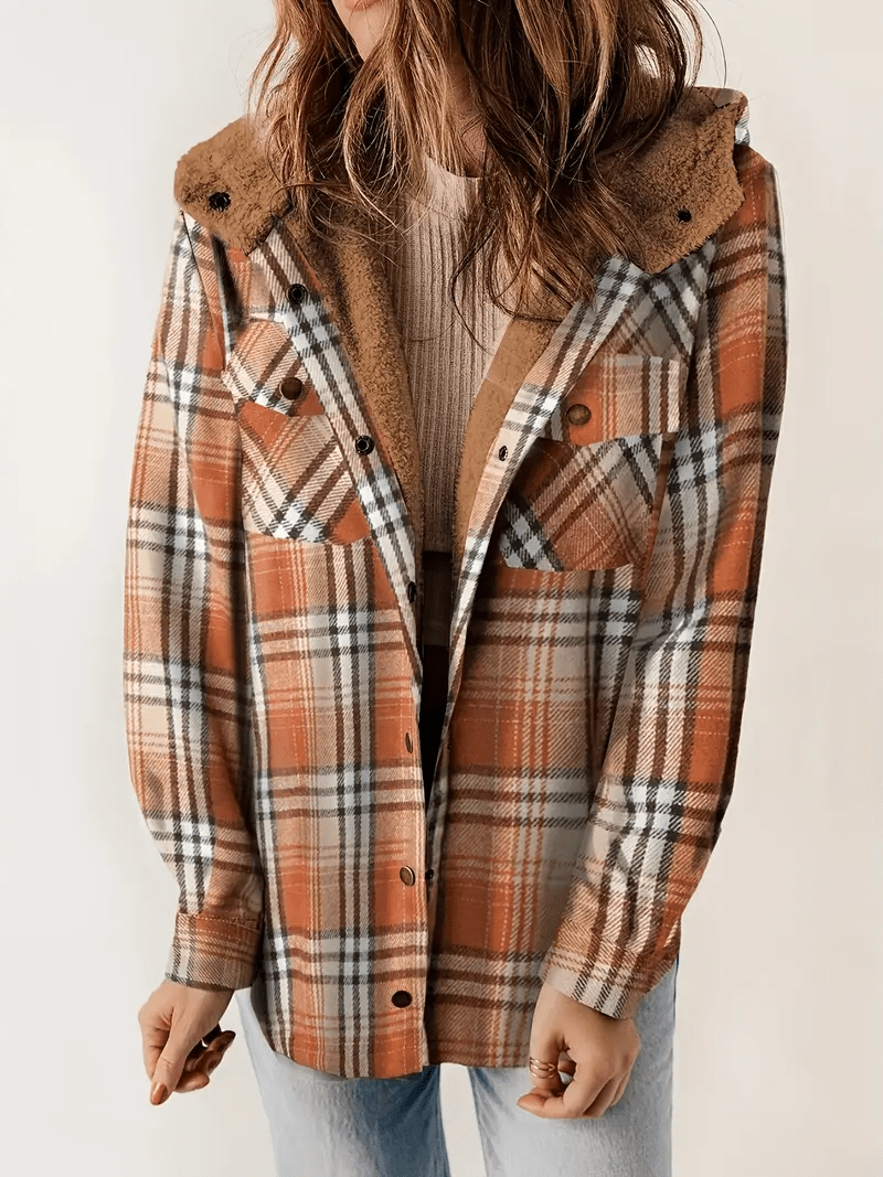 Everlee | Women's Plaid Sherpa Collar Button Down Shacket