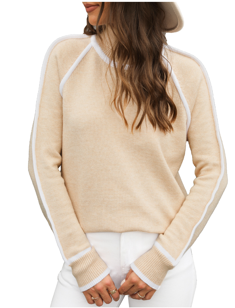 Everly | Women's Contrast Trim Turtleneck Sweater