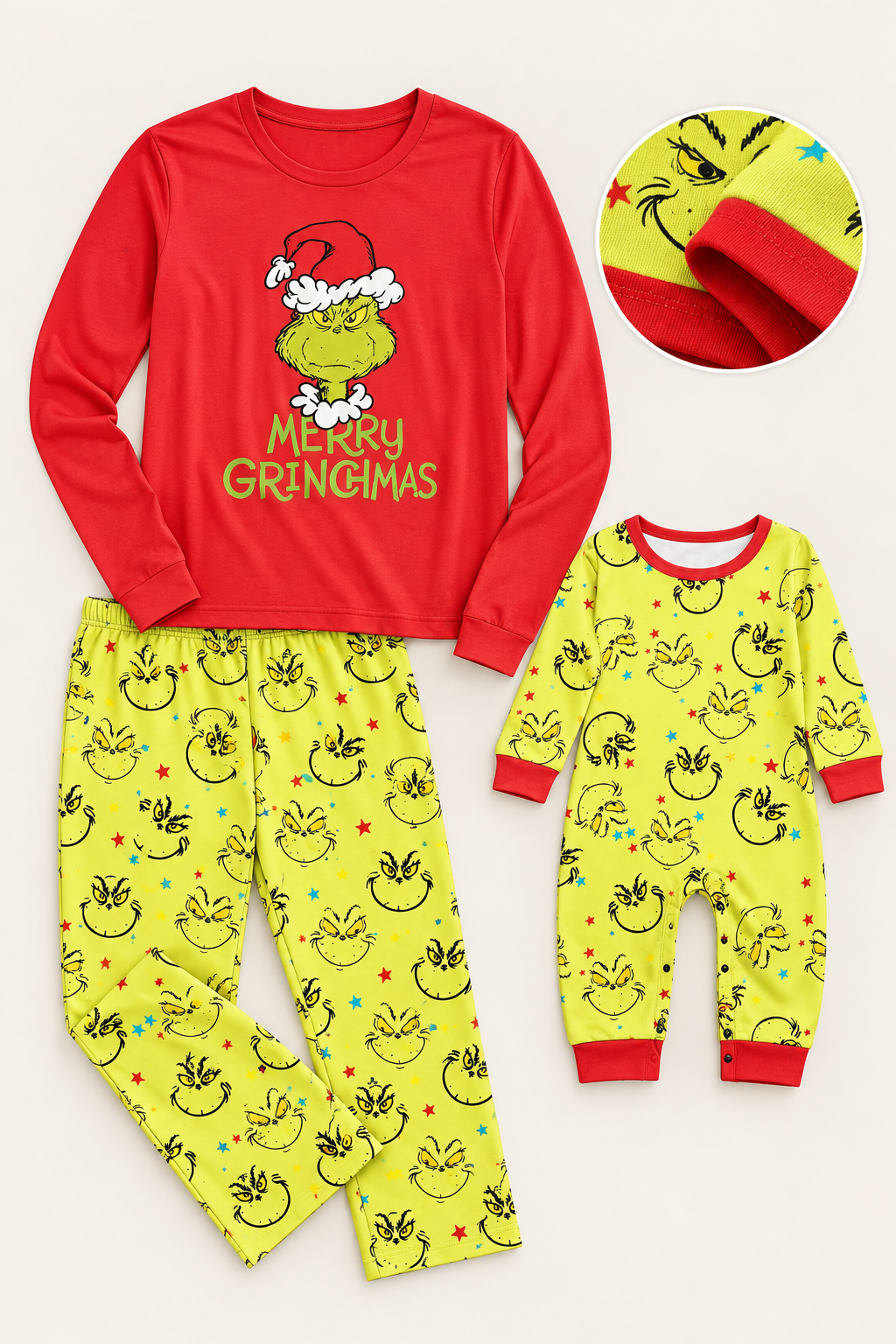 Family Christmas Pajamas, Cartoon Print Matching Sets