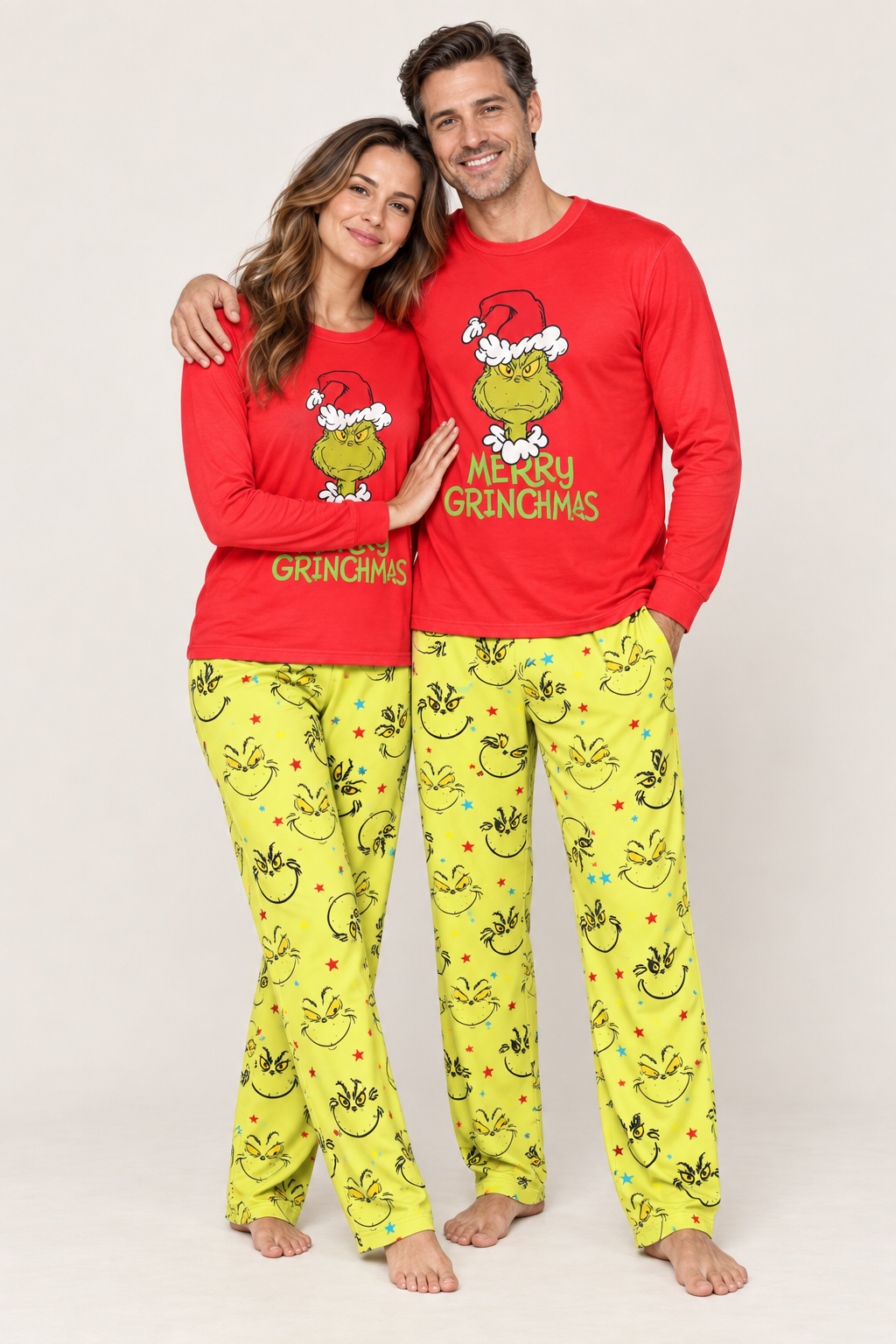 Family Christmas Pajamas, Cartoon Print Matching Sets