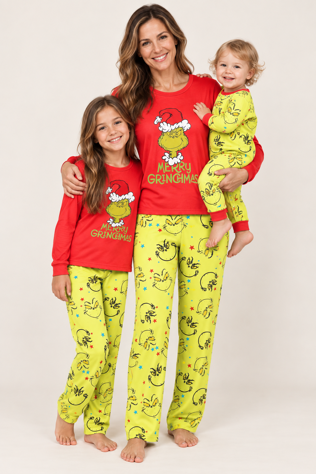 Family Christmas Pajamas, Cartoon Print Matching Sets