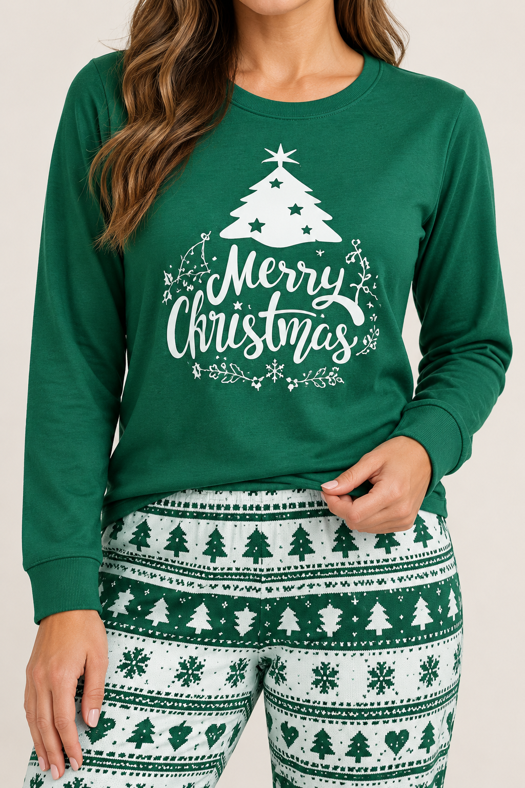 Family Christmas Pajamas, Matching Sets in Green and Red