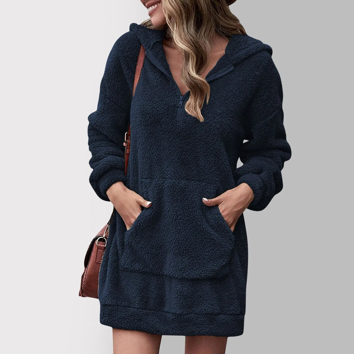 Fenwick | Women's Hooded Zip Sweater Mini Dress