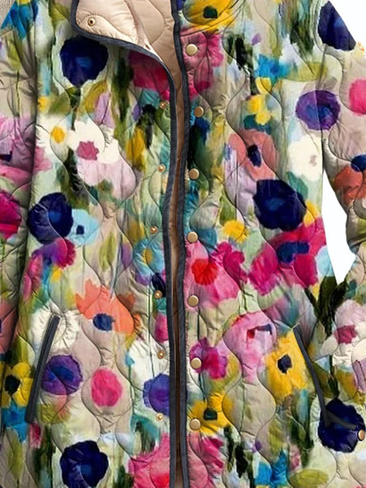 Fiona | Women's Vintage Floral Snap Front Quilted Jacket