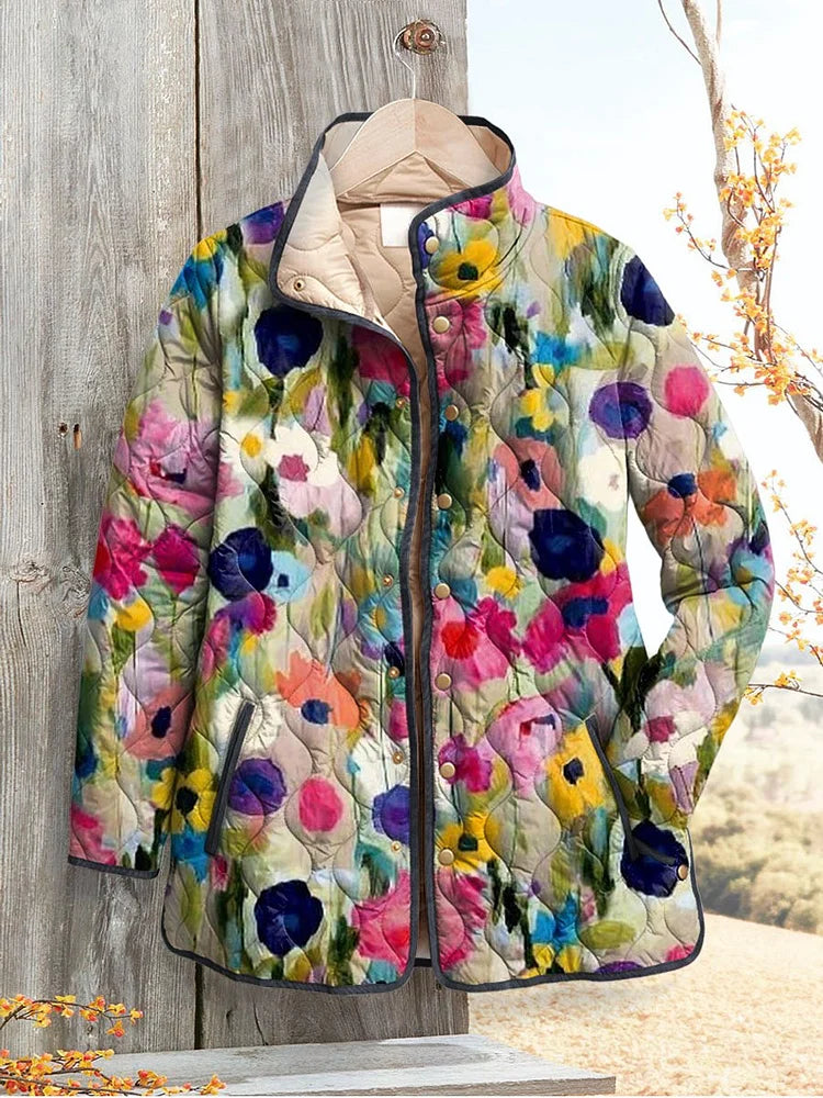 Fiona | Women's Vintage Floral Snap Front Quilted Jacket