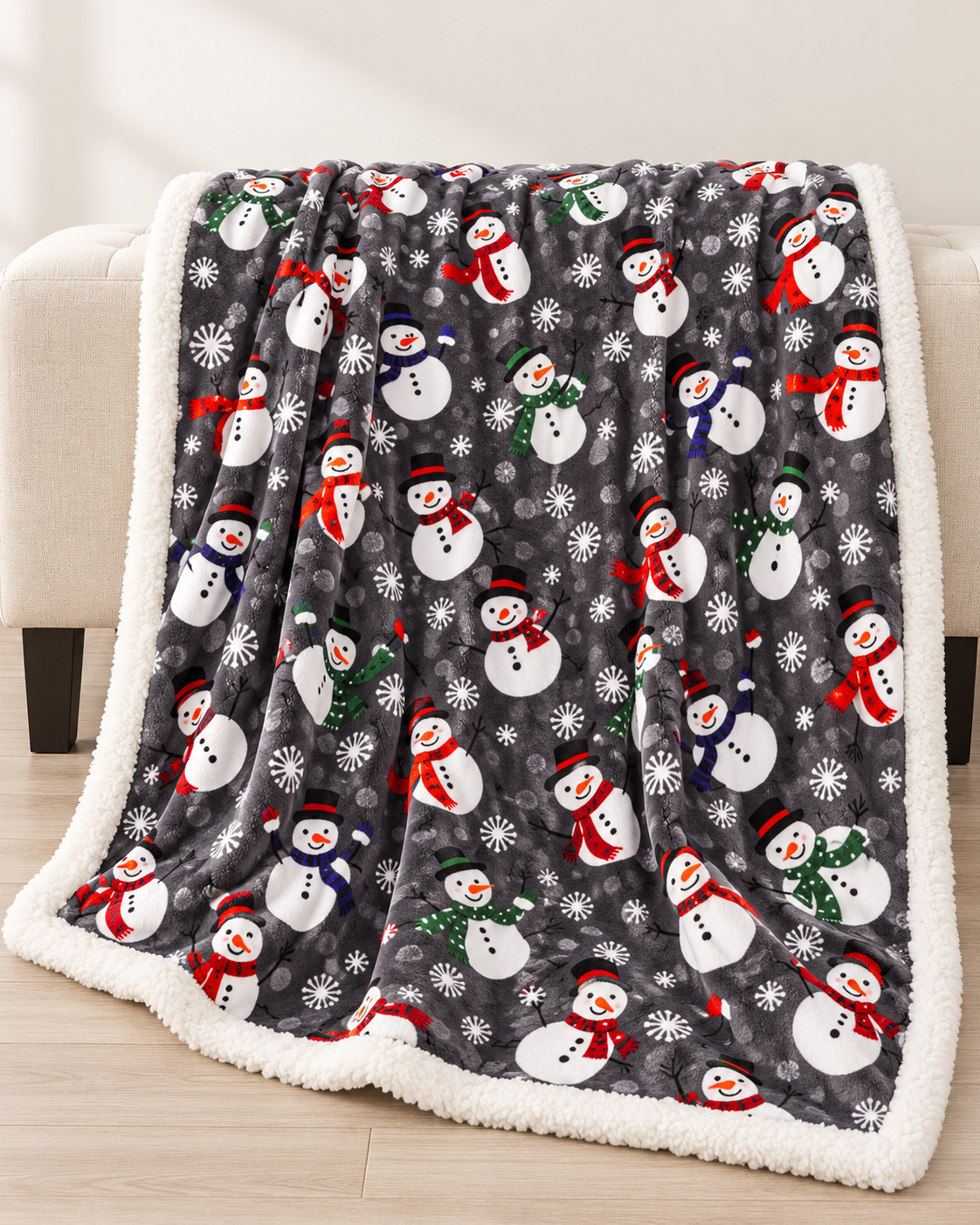 Fleece Christmas Blanket, Red and Green Knitted Stripe Gift
