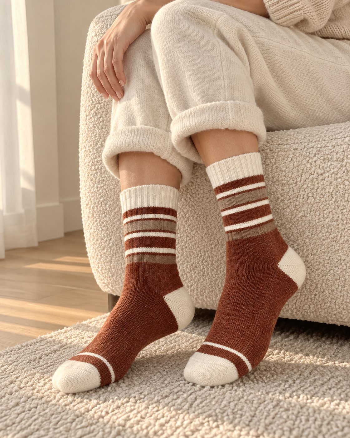 Fuzzy Socks for Women, Thick Terry Knit Winter Crew Socks