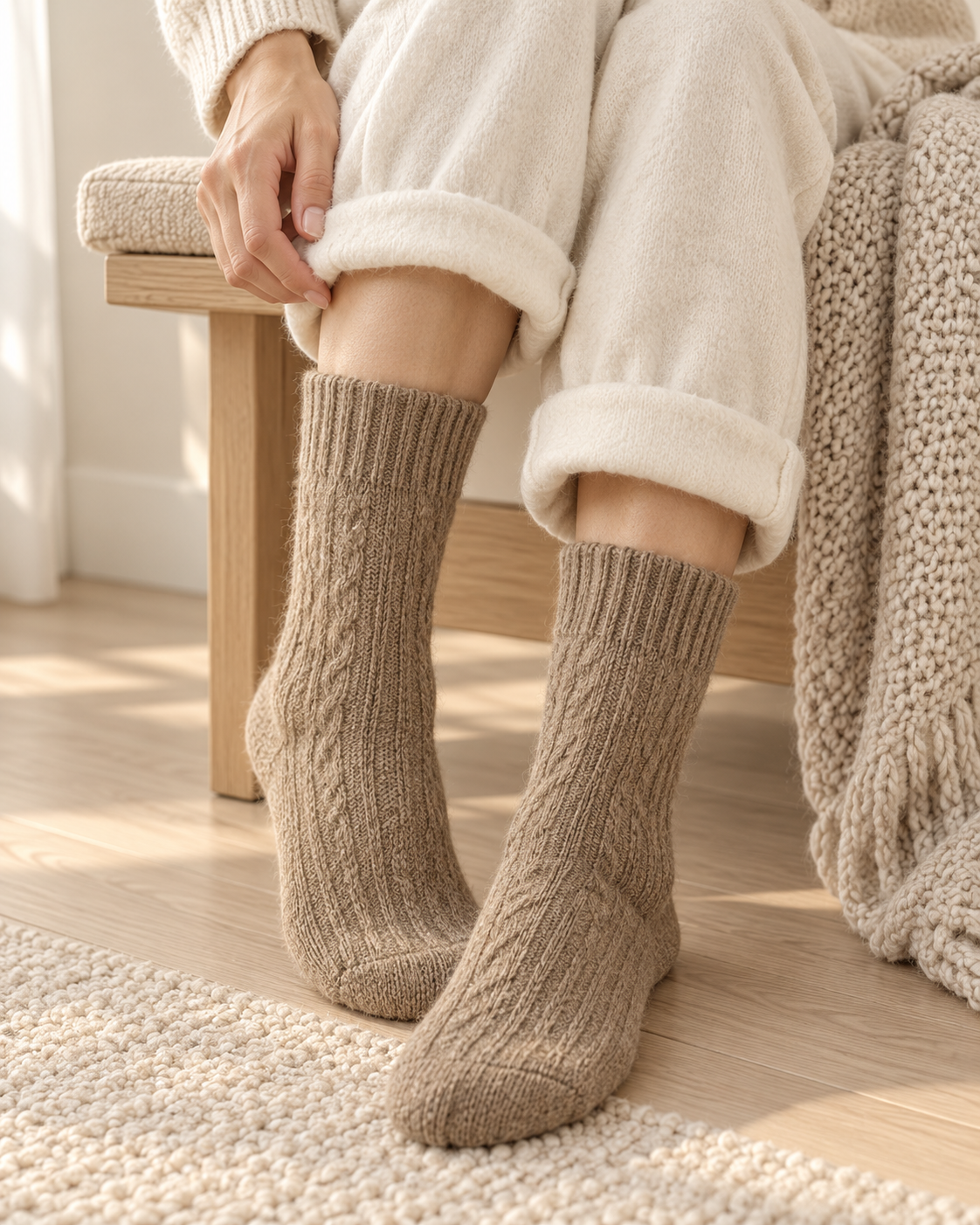 Fuzzy Socks for Women, Thick Terry Knit Winter Crew Socks
