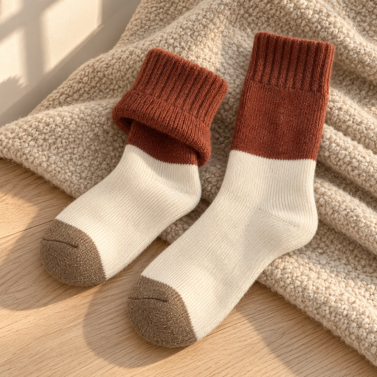 Fuzzy Socks for Women, Thick Terry Knit Winter Crew Socks