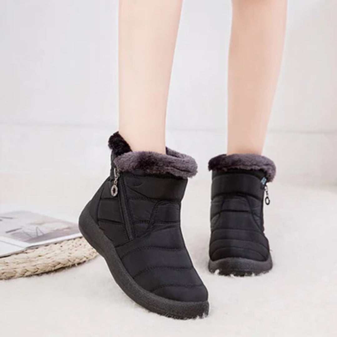 Genevieve | Women's Fur Trim Zip Ankle Snow Boots