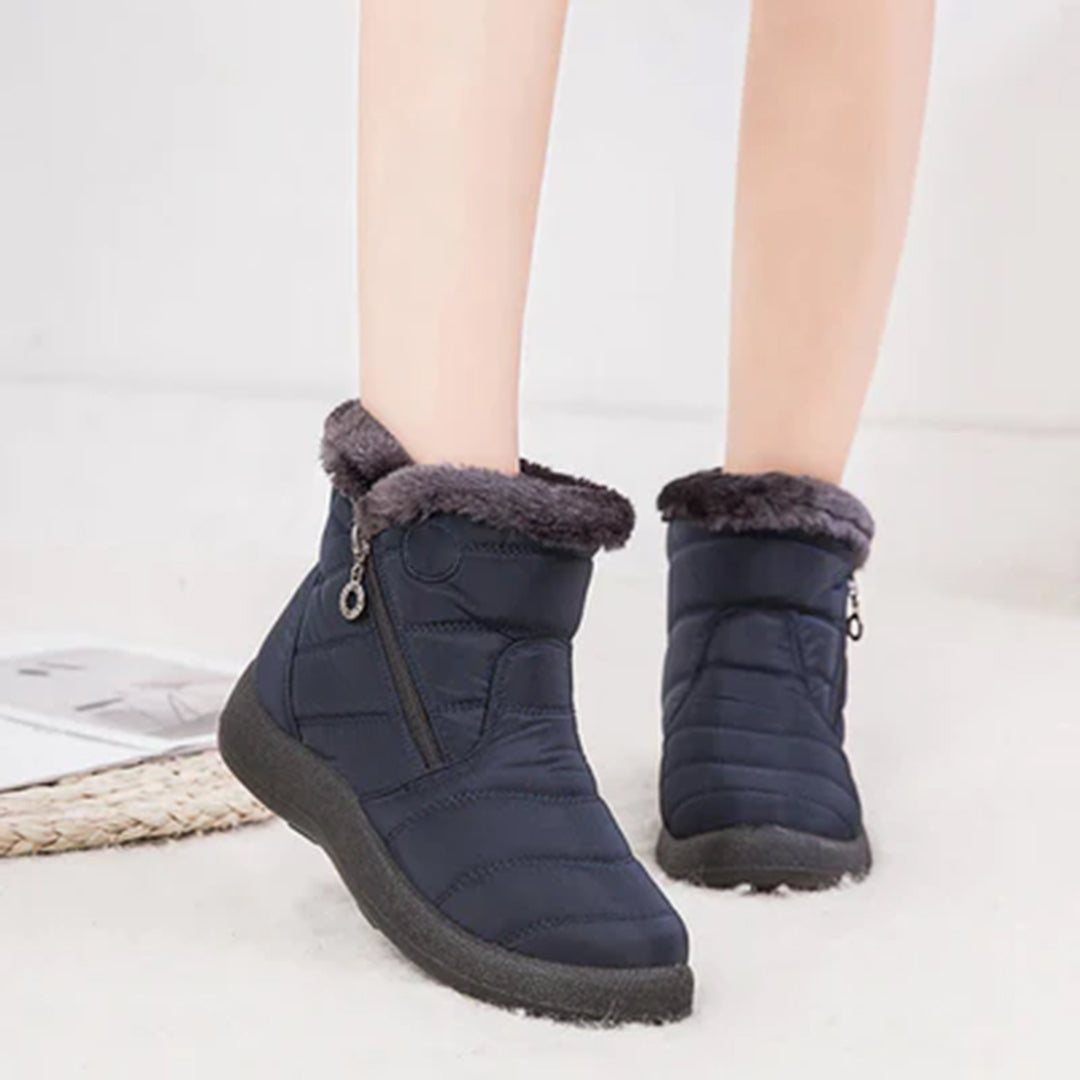 Genevieve | Women's Fur Trim Zip Ankle Snow Boots