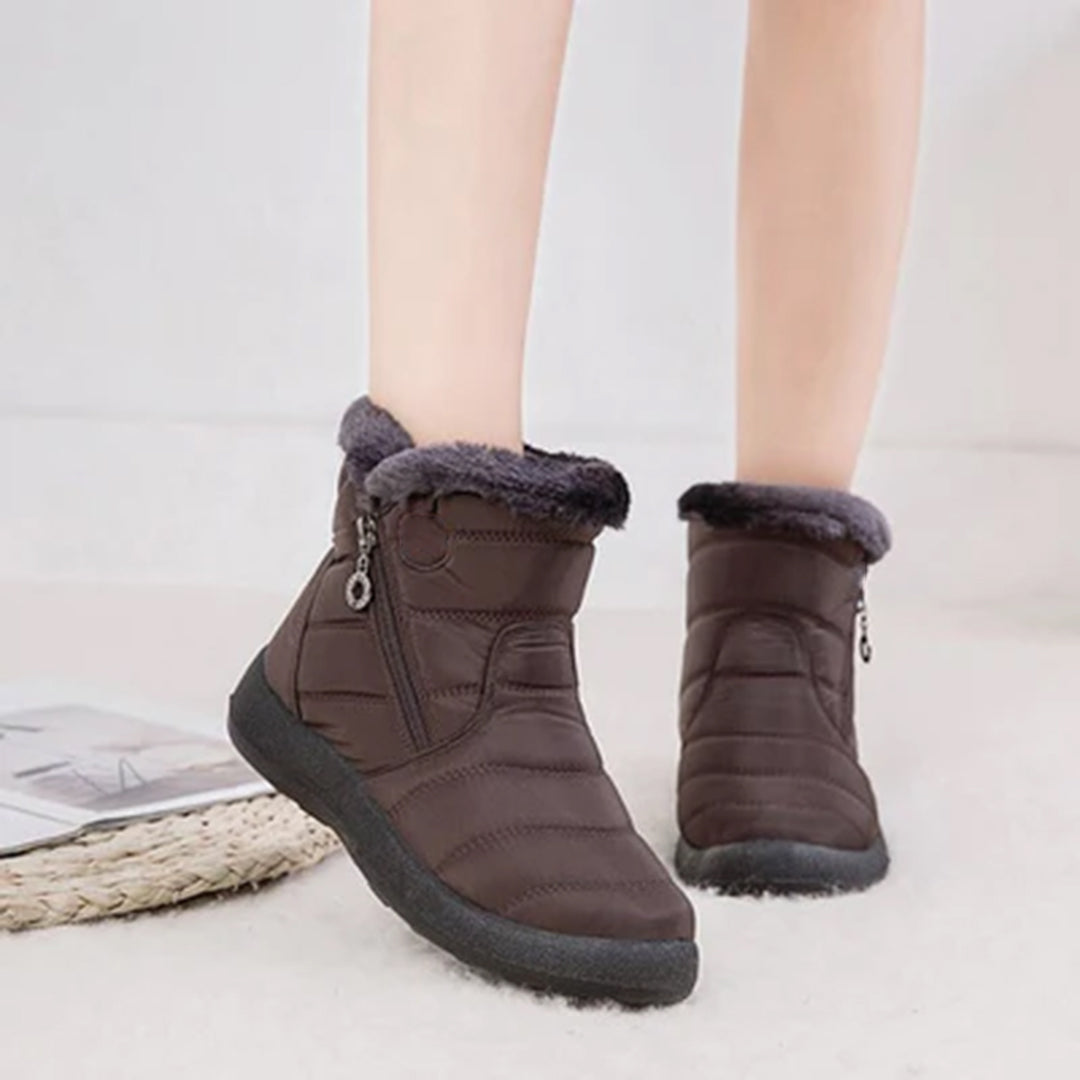 Genevieve | Women's Fur Trim Zip Ankle Snow Boots